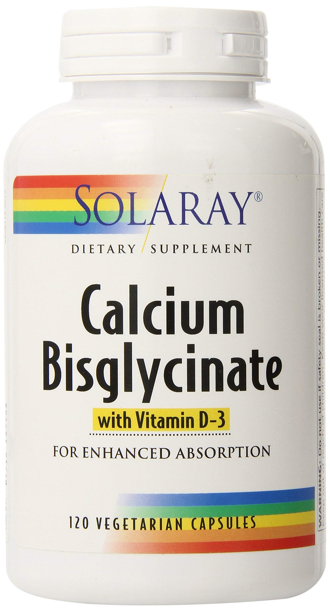 SOLARAY Calcium Bisglycinate Supplement 1000mg for Women & Men 120 Veg Caps