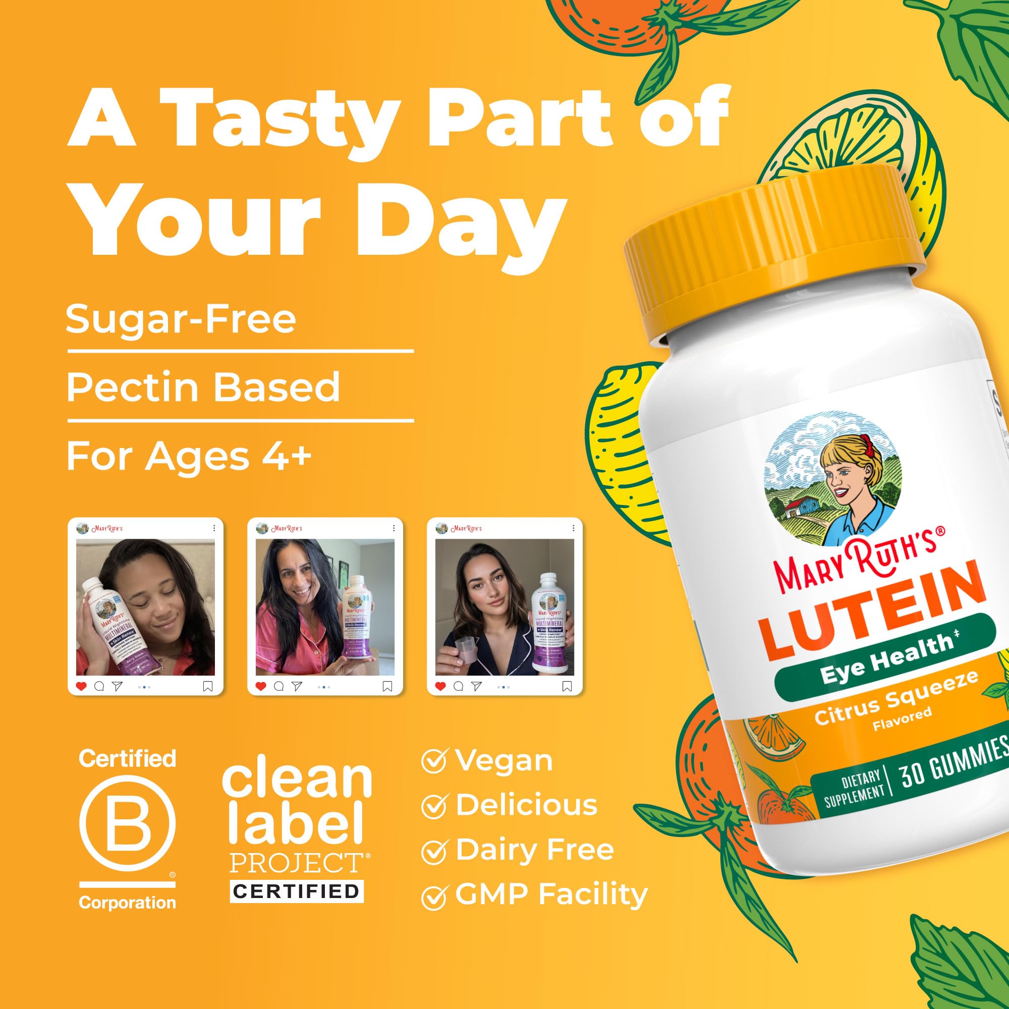 MARYRUTH'S Lutein Gummies with Zeaxanthin, 30 Count, Eye Health