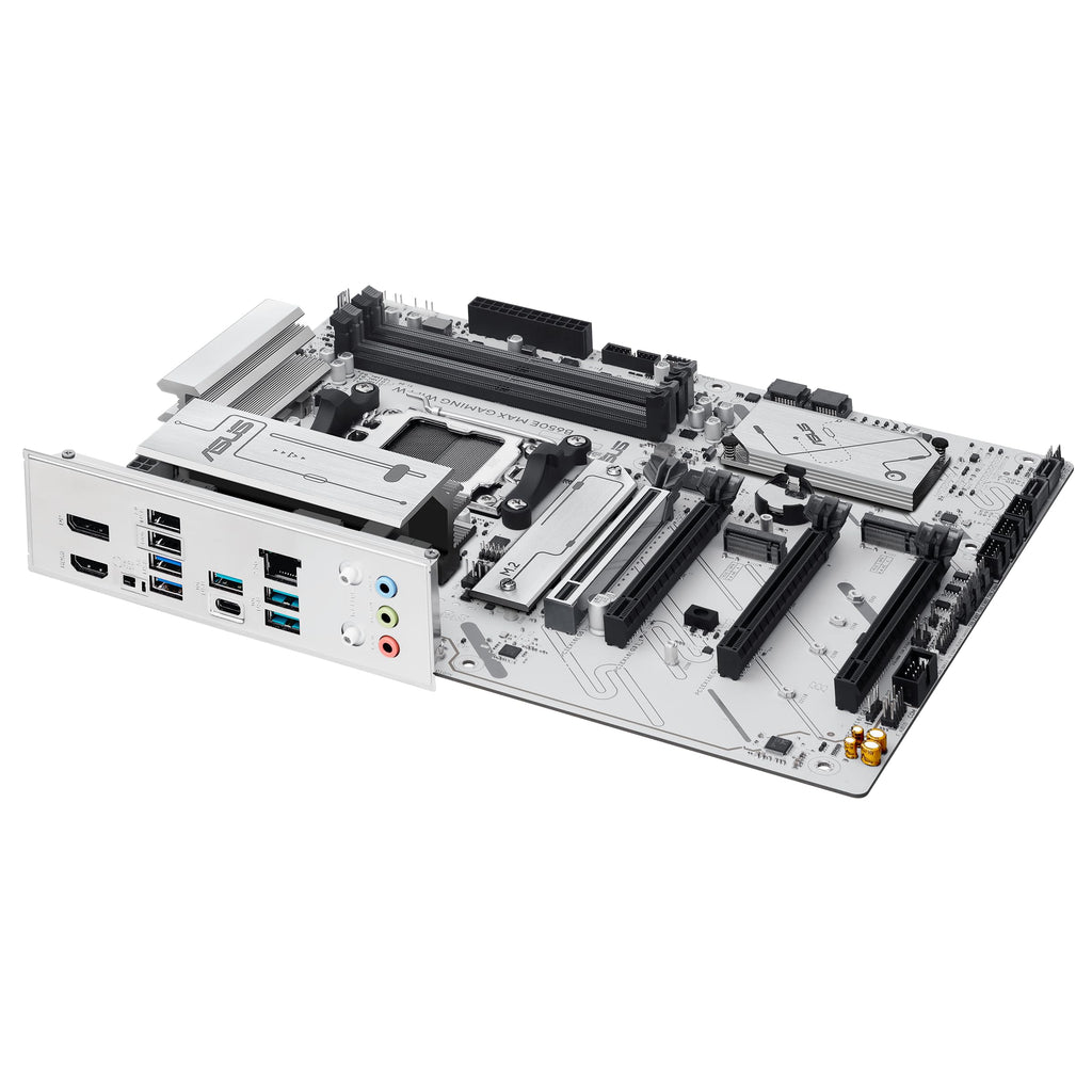 ASUS B650E MAX Gaming WiFi W – AMD B650 AM5 ATX Motherboard, White PCB, DDR5, PCIe 5.0, 3X M.2, Wi-Fi 6E, 2.5Gb LAN, USB 10Gbps Type-C, DisplayPort, HDMI™, BIOS Flashback™, Aura Sync, Advanced AI PC