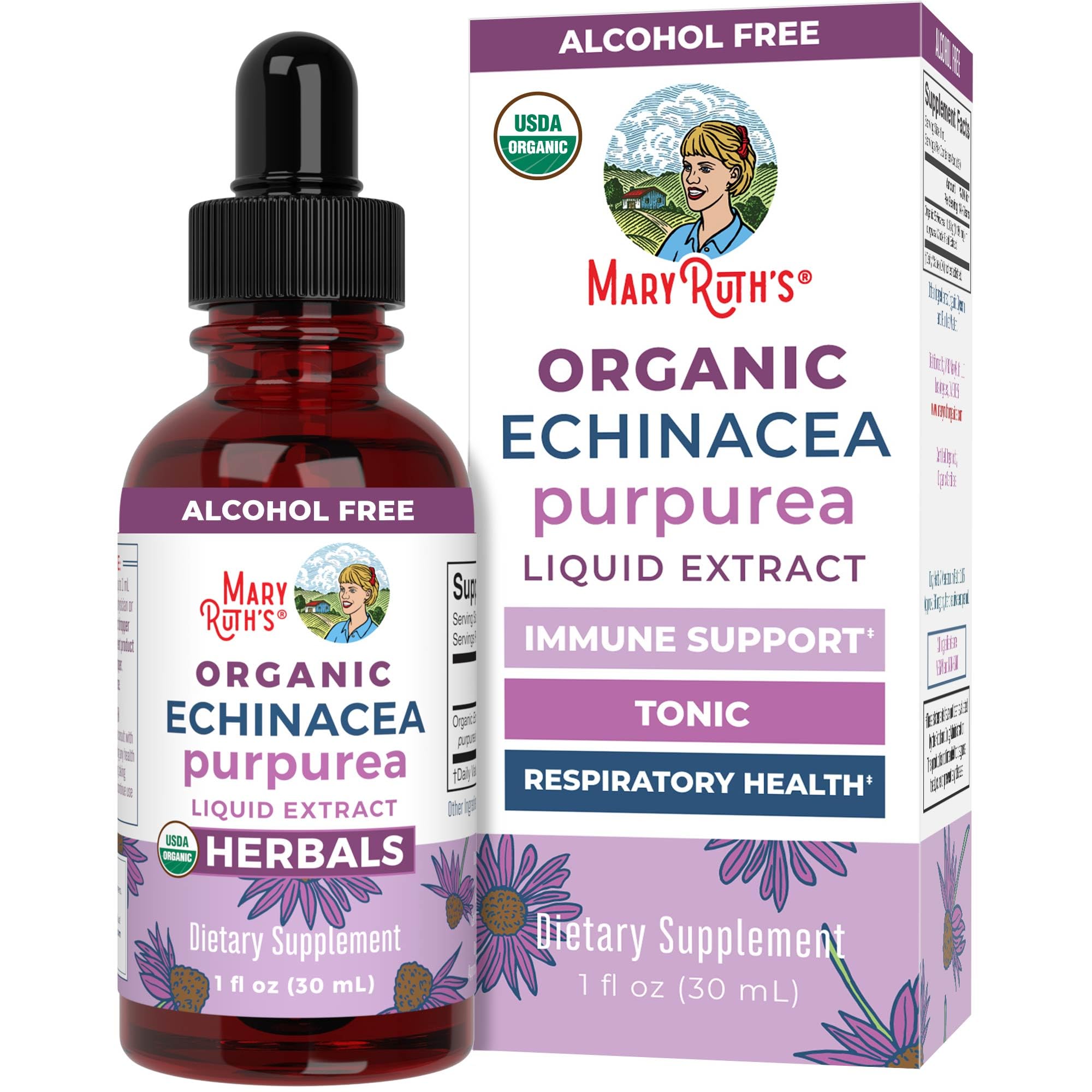 MARYRUTH'S Organic Echinacea Purpurea Liquid, Sugar Free, Non-GMO, 1 Fl Oz