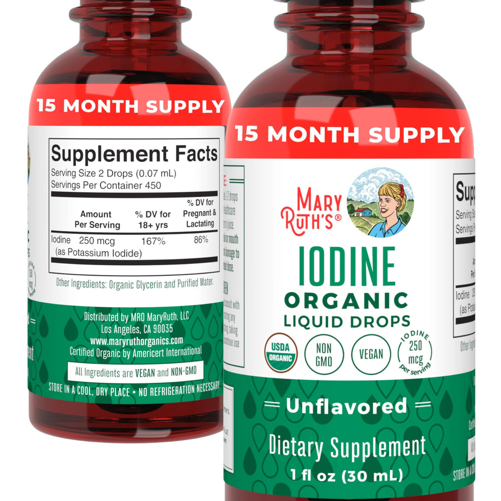 MaryRuth’s USDA Organic Iodine Liquid Drops for Adults, Unflavored, 1 oz