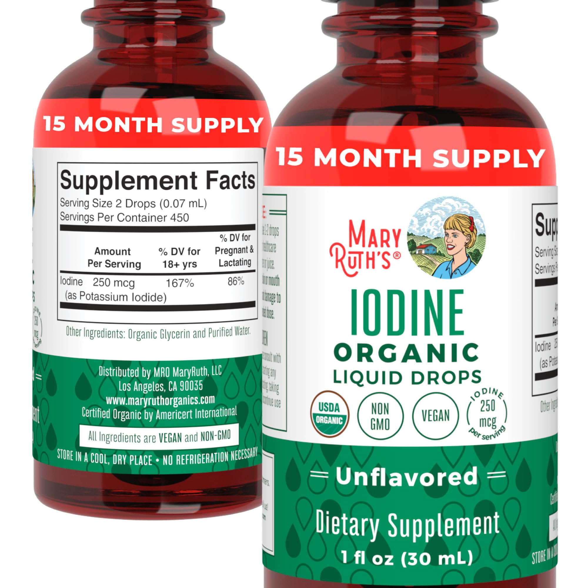 MaryRuth’s USDA Organic Iodine Liquid Drops for Adults, Unflavored, 1 oz
