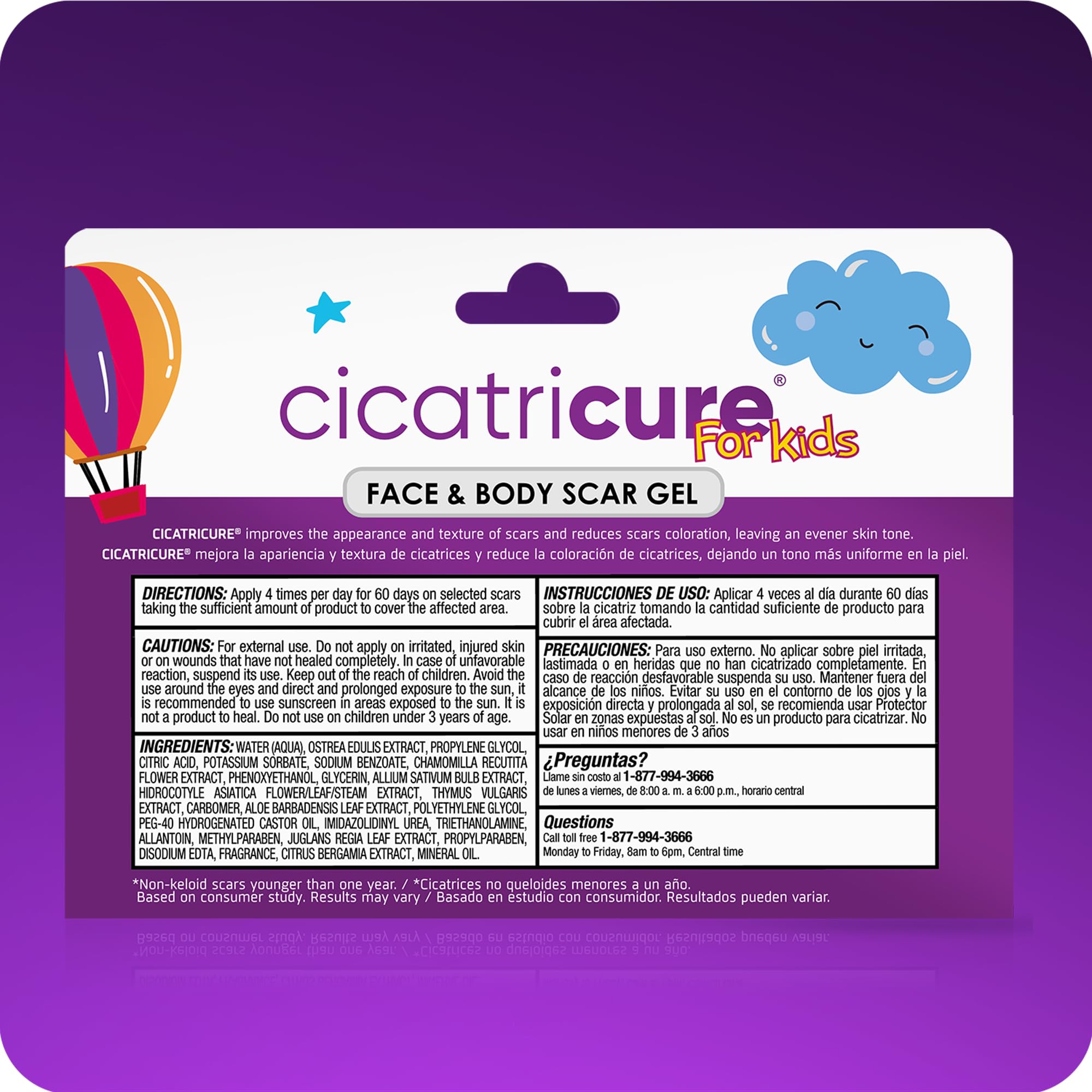 Cicatricure Advanced Scar Gel for Kids, Grape Scent, For Face & Body 1 oz