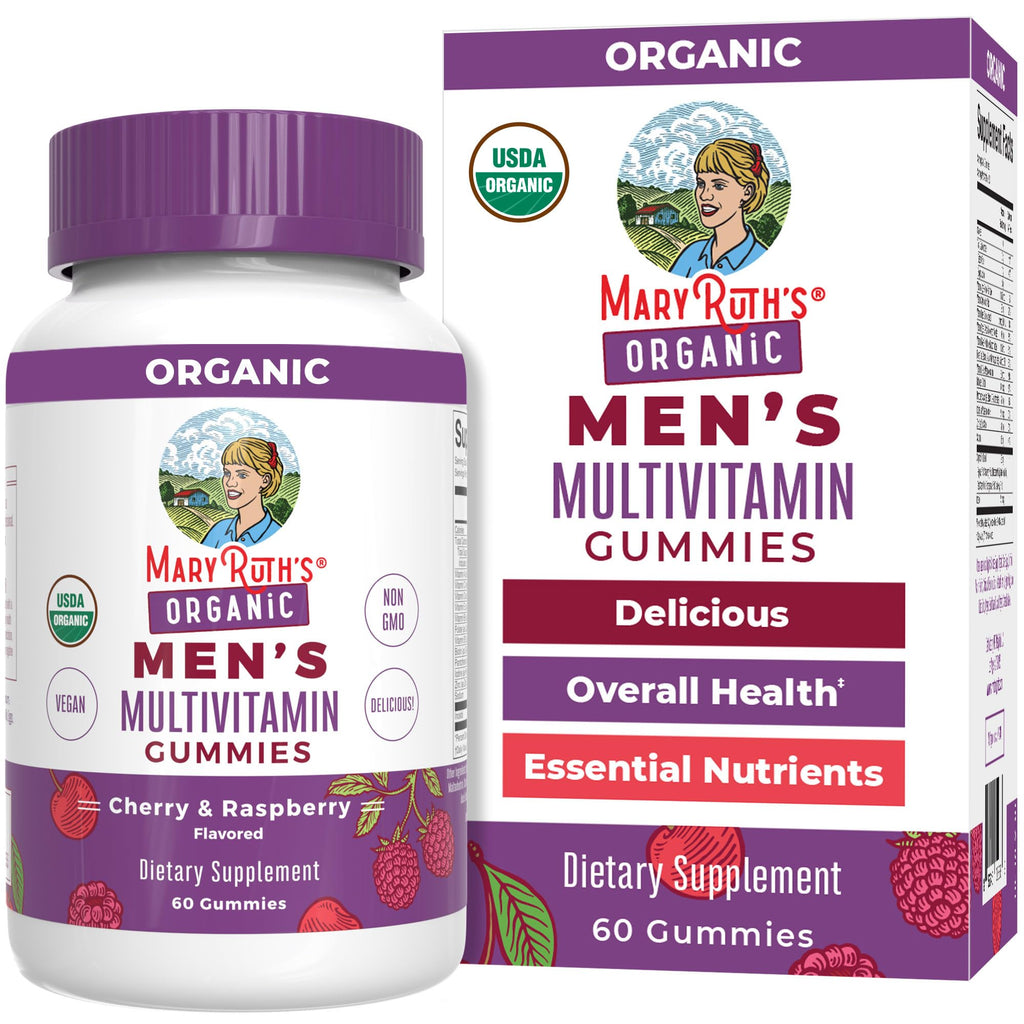 MARYRUTH'S Organic Men's Multivitamin Gummies, Vegan, Non-GMO, 60 Count