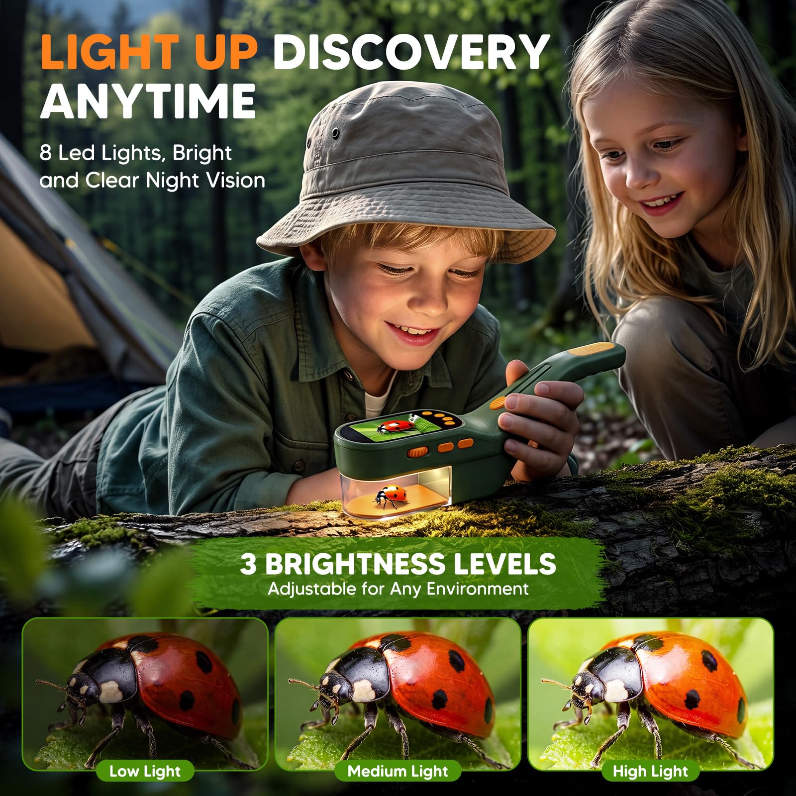wizwink Bug Catcher for Kids with Kids Microscope, 500X Zoom Camera Toy
