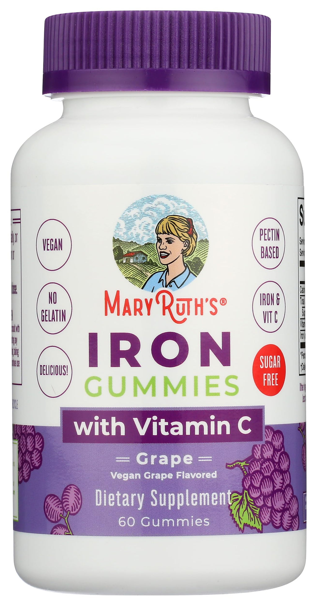 MaryRuth's Iron Gummies for 14+ with Vitamin C for Absorption | Sugar Free | Gummy Iron Supplement + VIT C | Energy Metabolism | Cellular Health | Immune Support | Vegan | Non-GMO | 60 Count