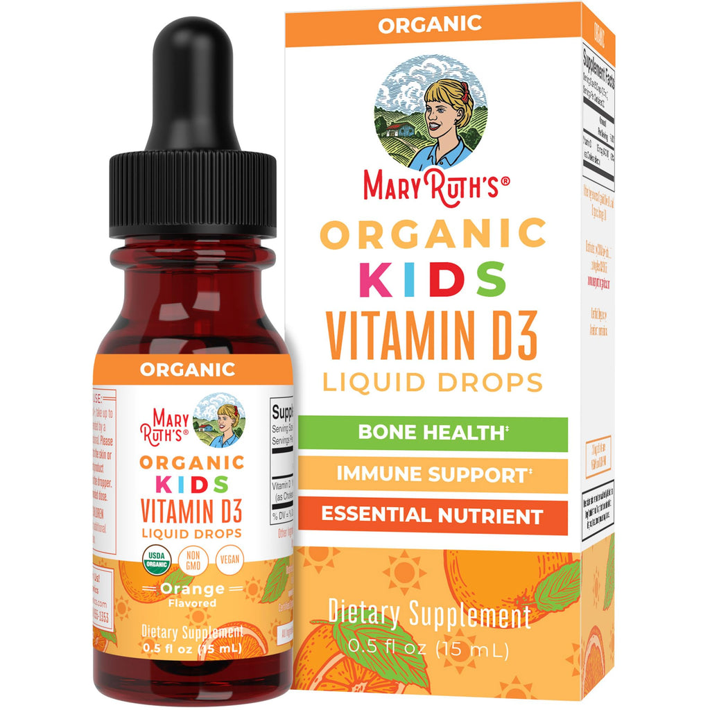 MARYRUTH'S USDA Organic Kids Vitamin D3 Liquid Drops, Orange, 0.5 oz
