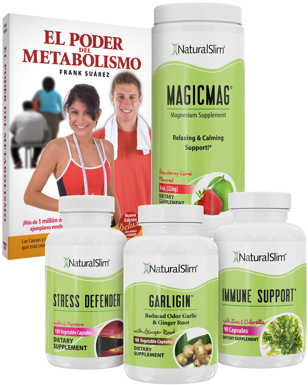 NaturalSlim Immune Support Supplement Kit, Vitamins and Supplements to Help Support a Strong Immune System with Garlic & Ginger, Magnesium Citrate, Cortisol Support, Zinc & Mineral Supplements
