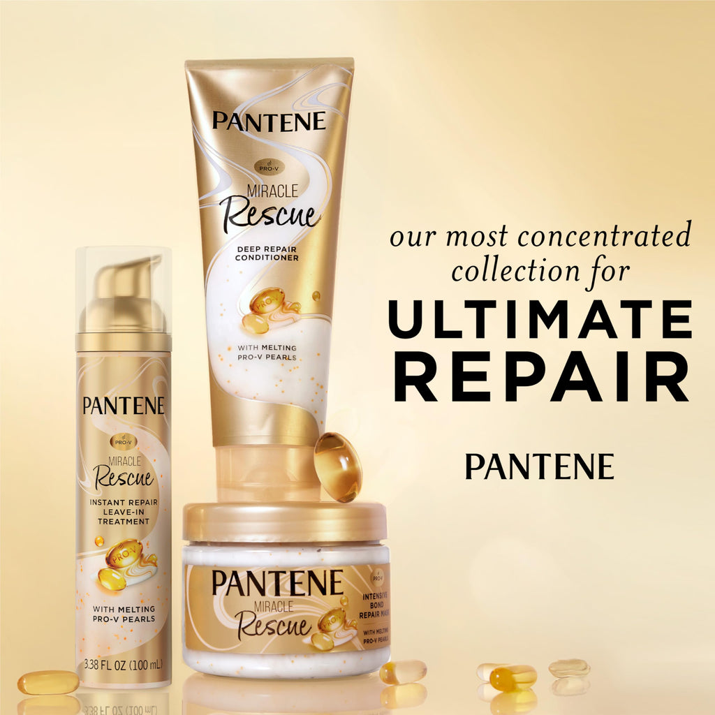 Pantene Miracle Rescue Hair Mask, Intensive Bond Repair with Melting Pro-V Pearls, Melts Away Damage, Builds Bonds, Strengthens Against Damage, Deep Conditioning for Dry Damaged Hair, 10.1 fl oz