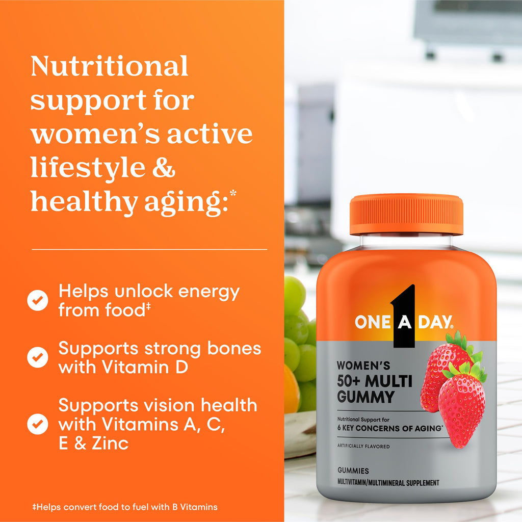 One A Day Multivitamin for Women 50 and Over, Women's Multivitamin Gummy 50 plus for Immune Support, Eye Health & Healthy Brain Function, Gummy Vitamins for Women 50 plus, 110 Ct (Packaging May Vary)