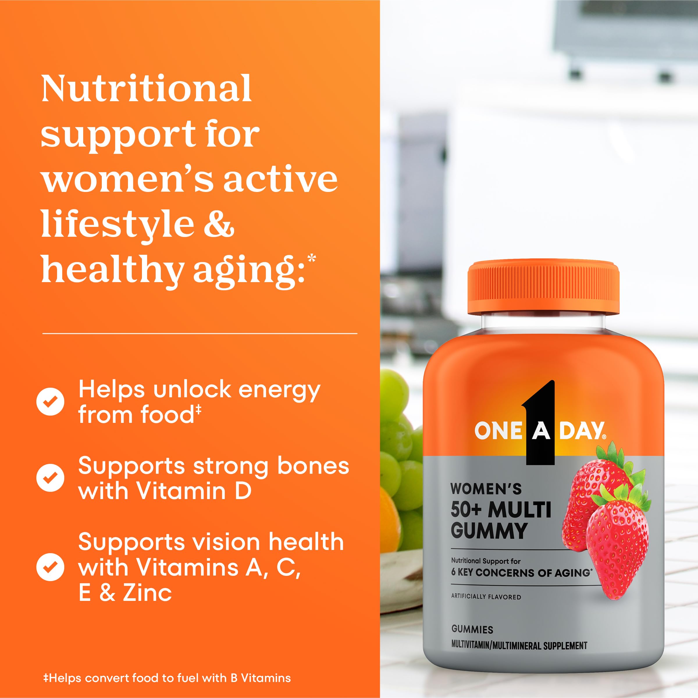 One A Day Multivitamin for Women 50 and Over, Women's Multivitamin Gummy 50 plus for Immune Support, Eye Health & Healthy Brain Function, Gummy Vitamins for Women 50 plus, 110 Ct (Packaging May Vary)