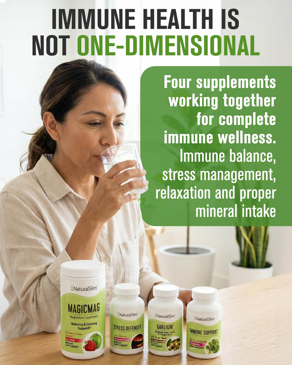 NaturalSlim Immune Support Supplement Kit, Vitamins and Supplements to Help Support a Strong Immune System with Garlic & Ginger, Magnesium Citrate, Cortisol Support, Zinc & Mineral Supplements