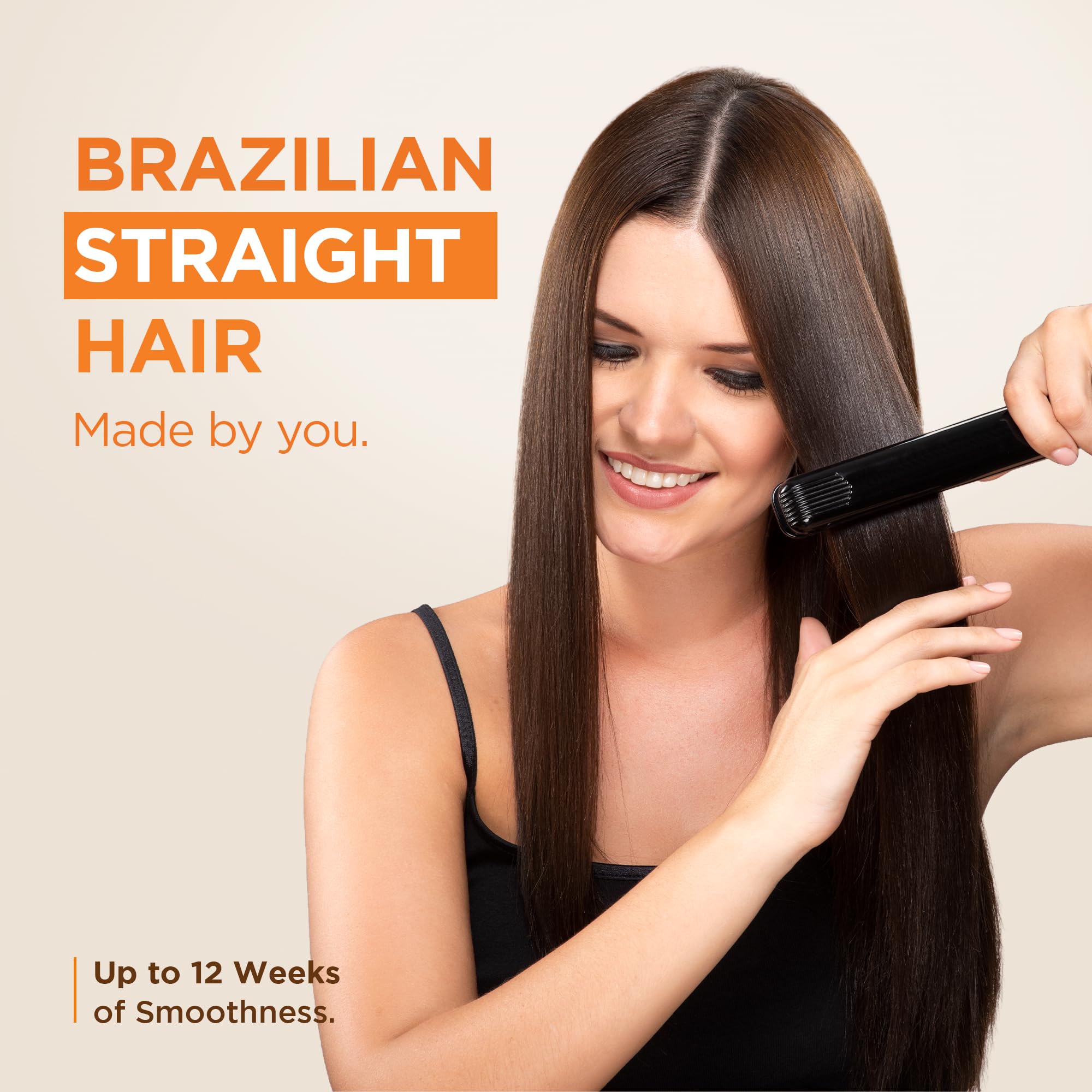 KATIVA Brazilian Keratin Treatment Kit at home Formaldehyde Free Hair Straightening with Hyaluronic Acid, Up to 12 Weeks Frizz Control for Curly, Wavy, Frizzy Hair (Straightening Kit)
