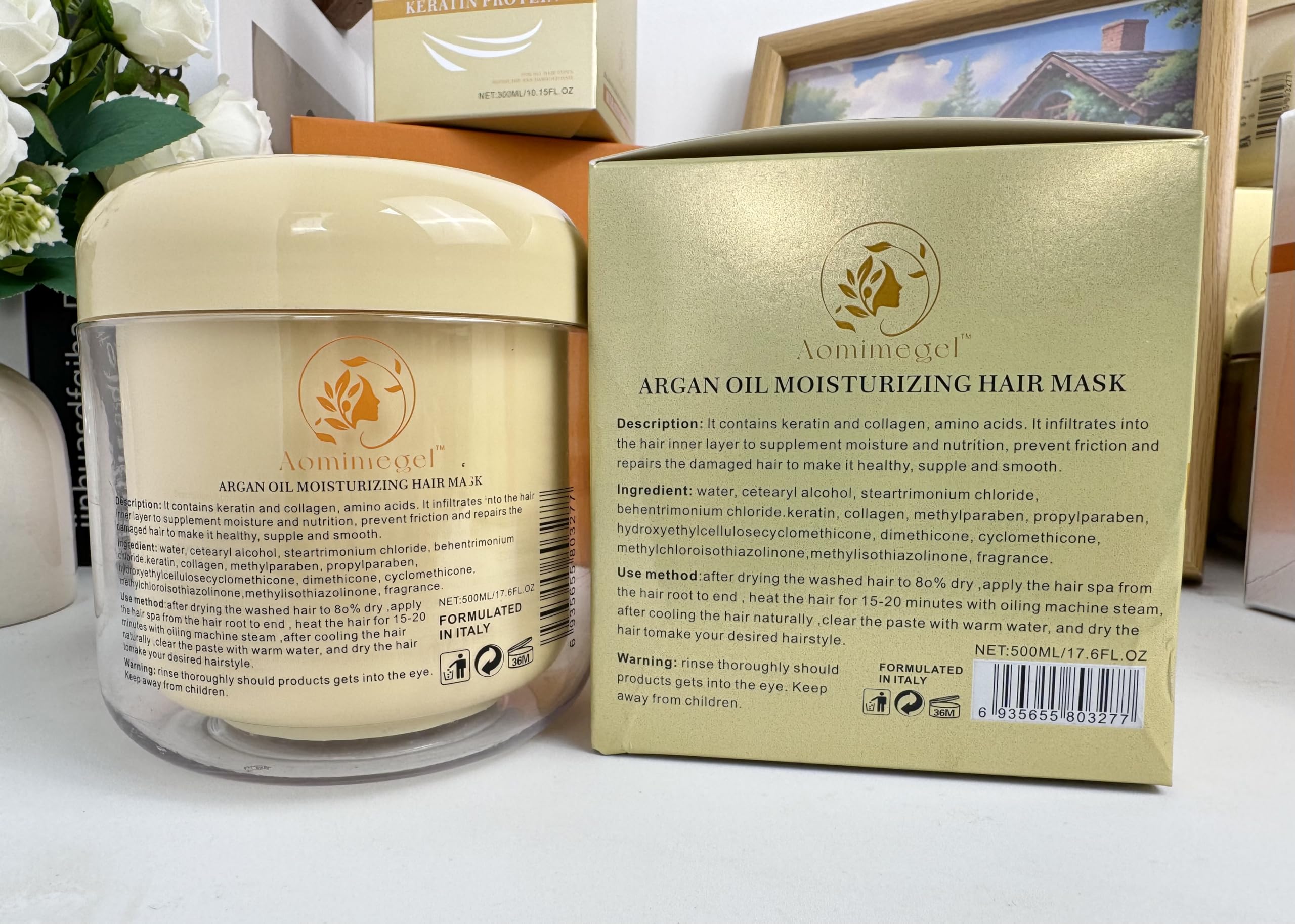 Aomimegel Collagen Repair Hair Mask for Dry Damaged Hair, 16.9 oz