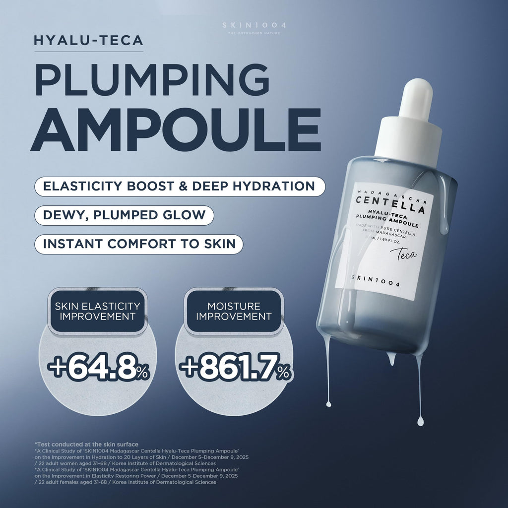 SKIN1004 Hyalu TECA Plumping Ampoule, Hyaluronic Acid Serum for Dewy Glow Skin, Hydrating Face Serum with Soothing Centella & Ceramide, Peptides for Firming Skin, Korean Skin Care, 1.69 fl.oz / 50ml