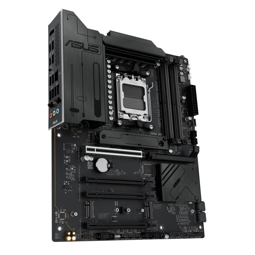 ASUS X870 MAX Gaming WIFI7 AMD AM5 ATX Motherboard, 12+2+1 80A DrMOS, DDR5, PCIe 5.0 x16 Q-Release, 3X M.2, Wi-Fi 7 Q-Antenna, 2.5Gb LAN, USB4® Type-C®, USB-C® 20Gbps, BIOS Flashback™, Aura Sync