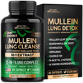 Mullein Lung Detox - Mullein Leaf 10:1 Extract - Marshmallow Root | Echinacea | Oregano | Quercetin | NAC - 15-in-1 Lung Support & Cleanse for Smokers Supplement - for Women & Men - 60 Vegan Capsules