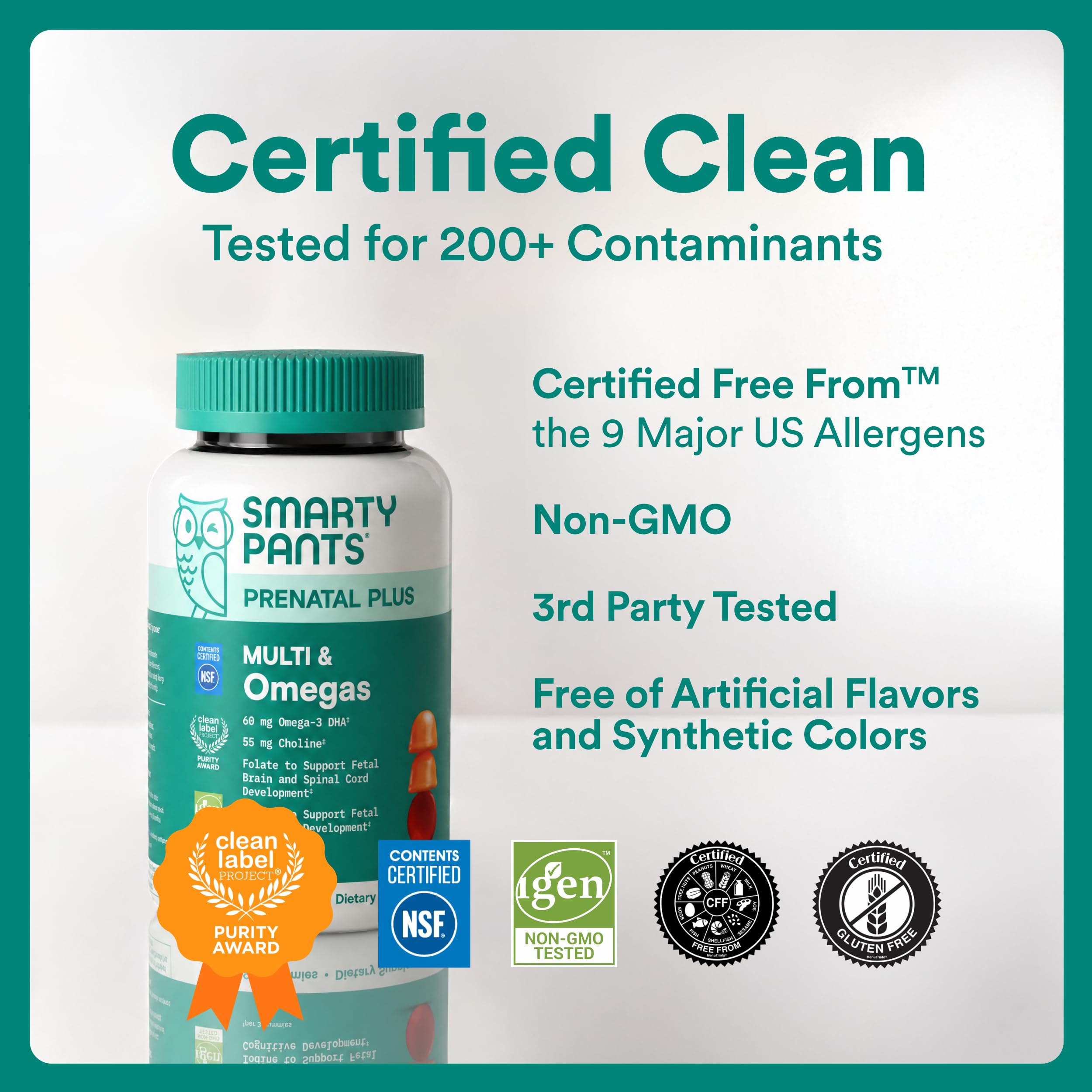 SmartyPants Prenatal Multivitamin Gummies, Omega 3 (DHA/EPA), Methylfolate, Biotin, Vitamin D3, C, Vitamin B12, B6, Vitamin A, K & Zinc, Gluten Free, 120 Count (40 Day Supply)