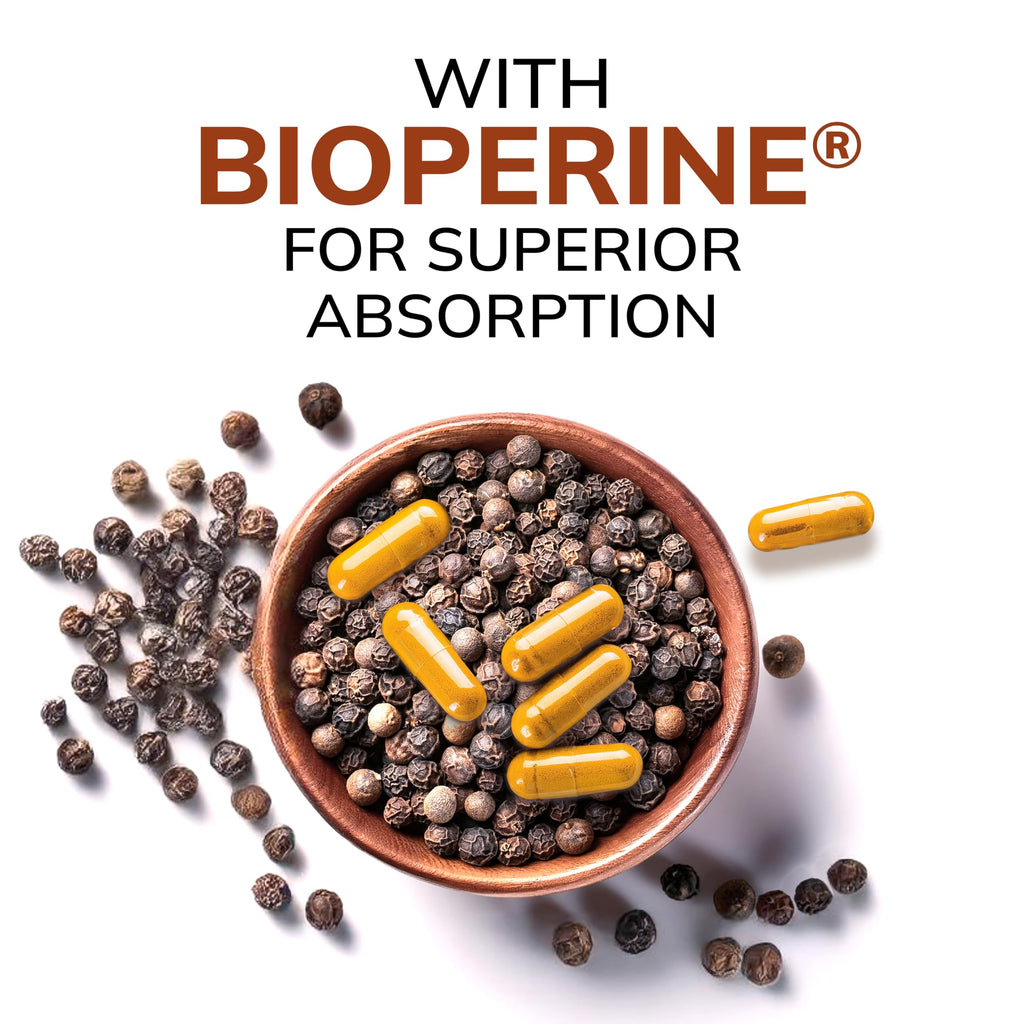 aSquared Nutrition Turmeric Curcumin 1600mg with BioPerine Black Pepper Extract - 180 Capsules with 95% Curcuminoids, 100% Natural Tumeric Root Powder Supplements, Natural Joint Stiffness Relief Pills