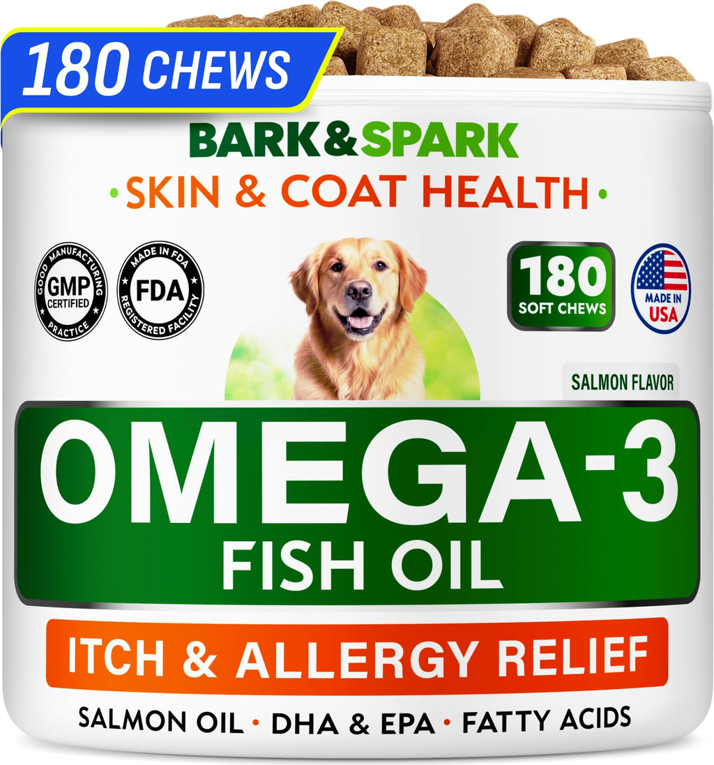 Omega 3 for Dogs - Fish Oil for Skin & Coat Health, Itch & Allergy Support