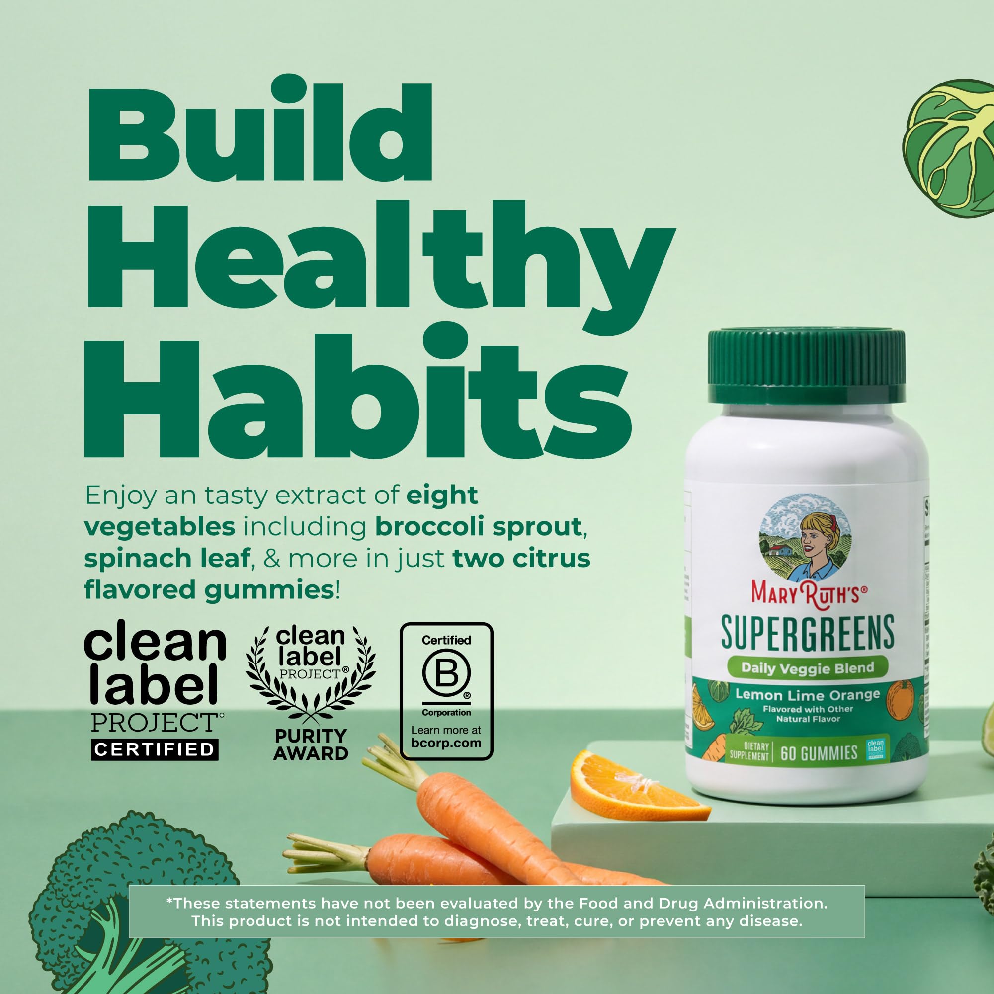 MaryRuth's Super Greens, Naturally-Occurring Quercetin, Spirulina, 60 Count