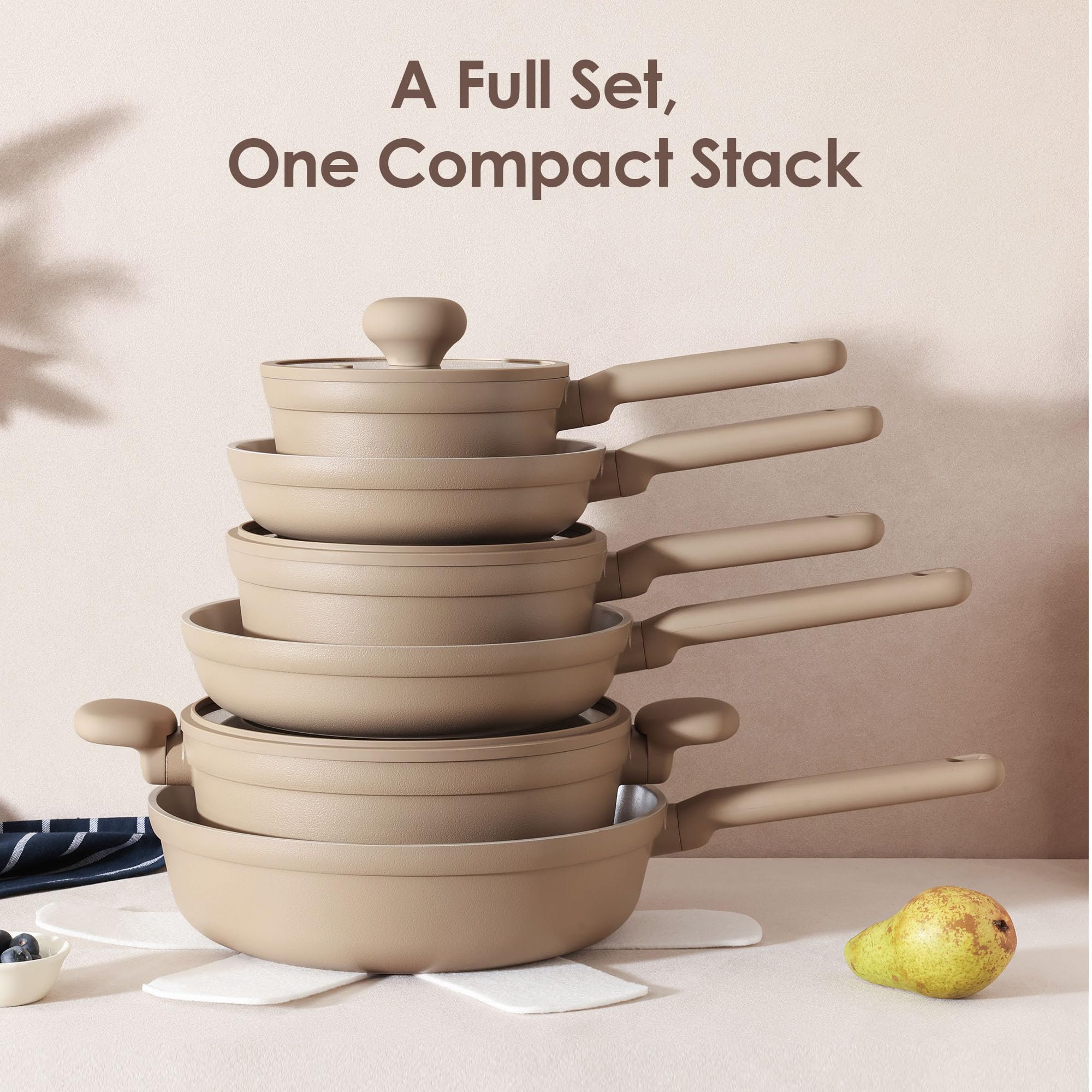 SENSARTE Ceramic Nonstick Pots and Pans Set, Nontoxic Cookware Set 17pcs