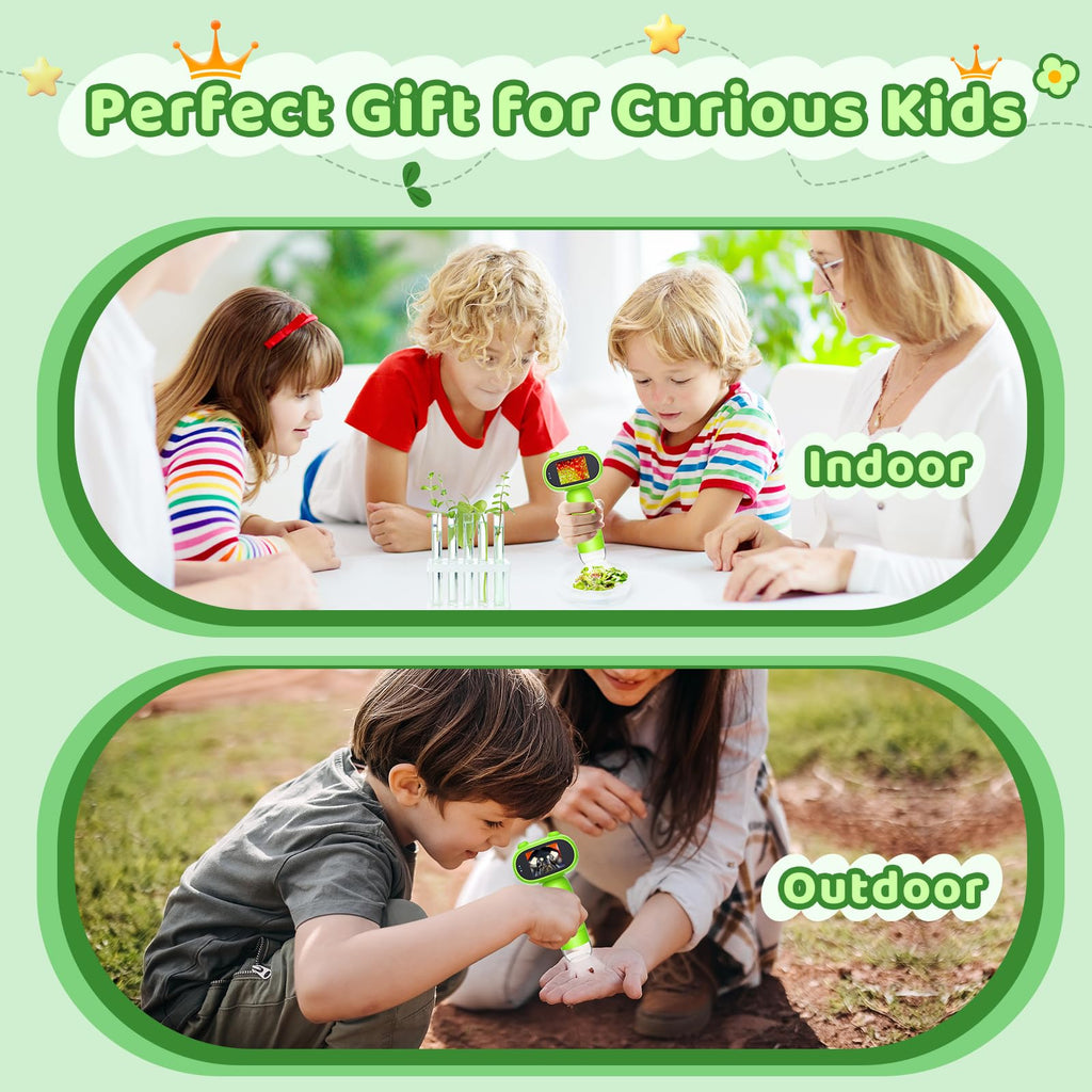 Leipan Pocket Microscope for Kids, 2'' IPS 1080P Magnifier with Light