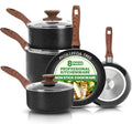 KICHLY Granite Pots and Pans Cookware Set 8 Piece PFOA-Free