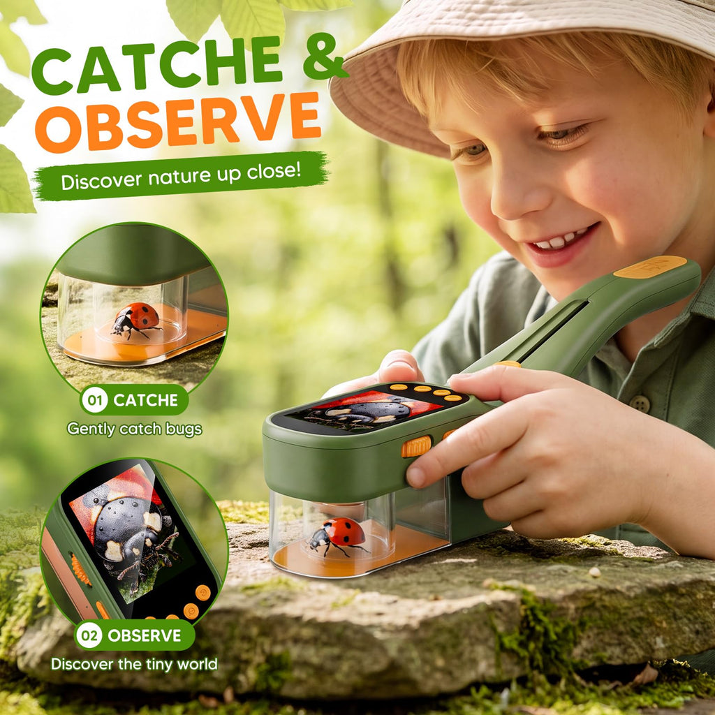 wizwink Bug Catcher for Kids with Kids Microscope, 500X Zoom Camera Toy