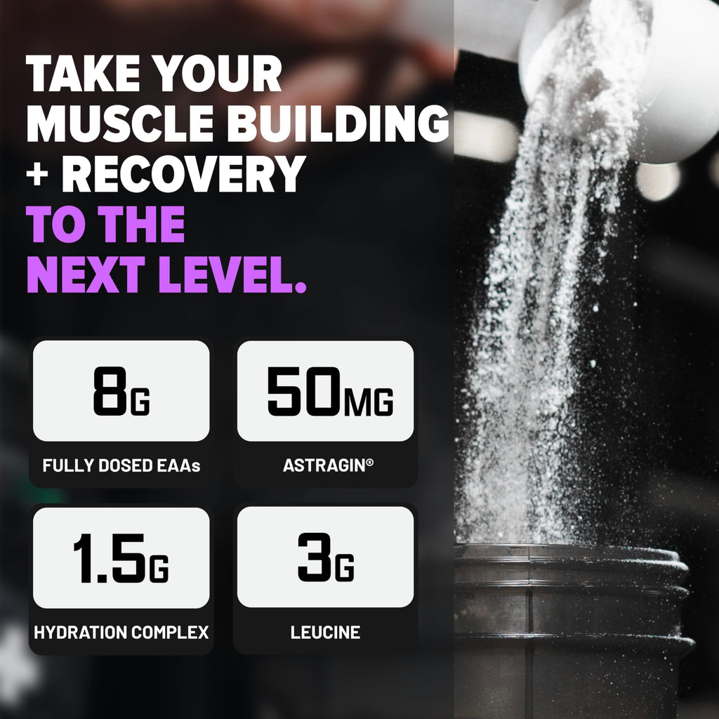 Nutrex Research EAA Hydration | EAAs + BCAA Powder | Muscle Recovery, Strength, Muscle Building, Endurance | 8G Essential Amino Acids + Electrolytes | (Packaging My Vary) 30 Servings (Juicy Grape)
