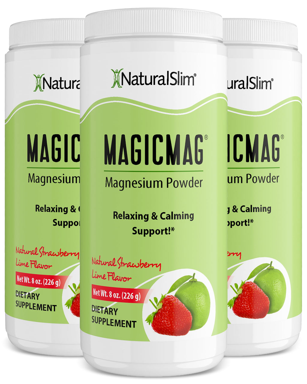 NaturalSlim MagicMag Magnesium Citrate Powder, Strawberry Lime, 8 oz 3 Pack