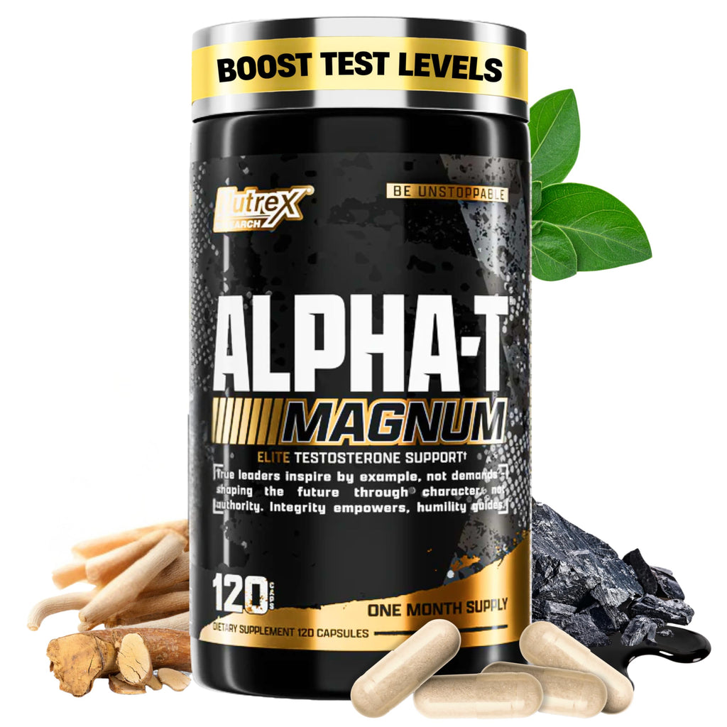 Nutrex Research Alpha-T Magnum Testosterone Support for Men | Anabolic Supplement with Tongkat Ali, Fadogia Agrestis, Shilajit and Ashwagandha | Muscle Builder for Strength, Growth & Hormone Balance