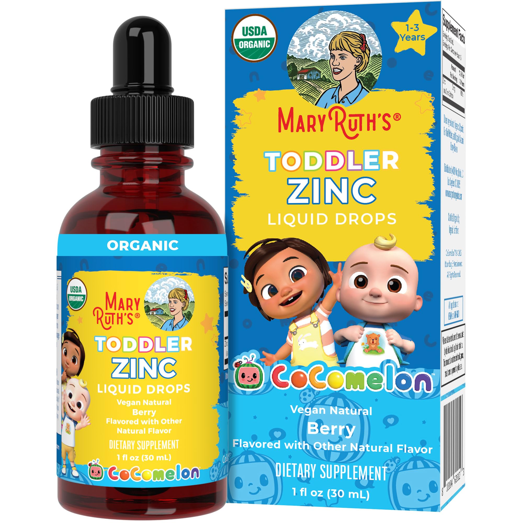 MaryRuth's Cocomelon Toddler Liquid Zinc, Sugar Free, Vegan, 1 Fl Oz