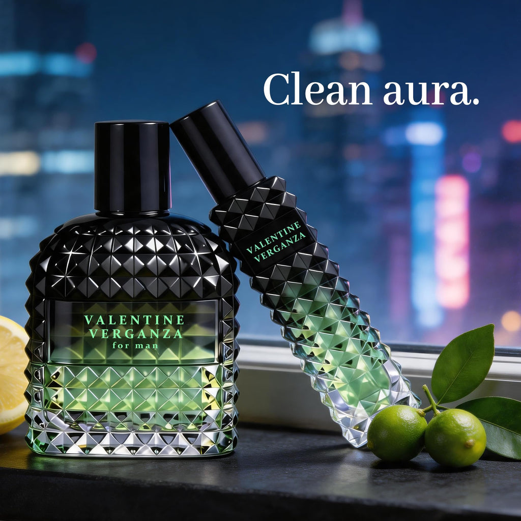 A CENTER Valentine Verganza Men's Cologne Gift Set 2pcs/100ml&30ml Eau de Parfum Bergamot Coffee&Vetiver Fragrance Cologne Gift Combo for Him