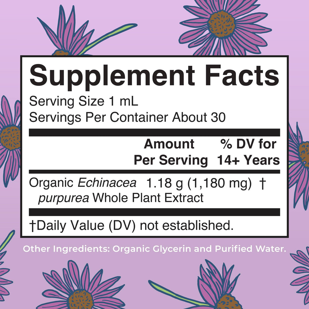 MARYRUTH'S Organic Echinacea Purpurea Liquid, Sugar Free, Non-GMO, 1 Fl Oz