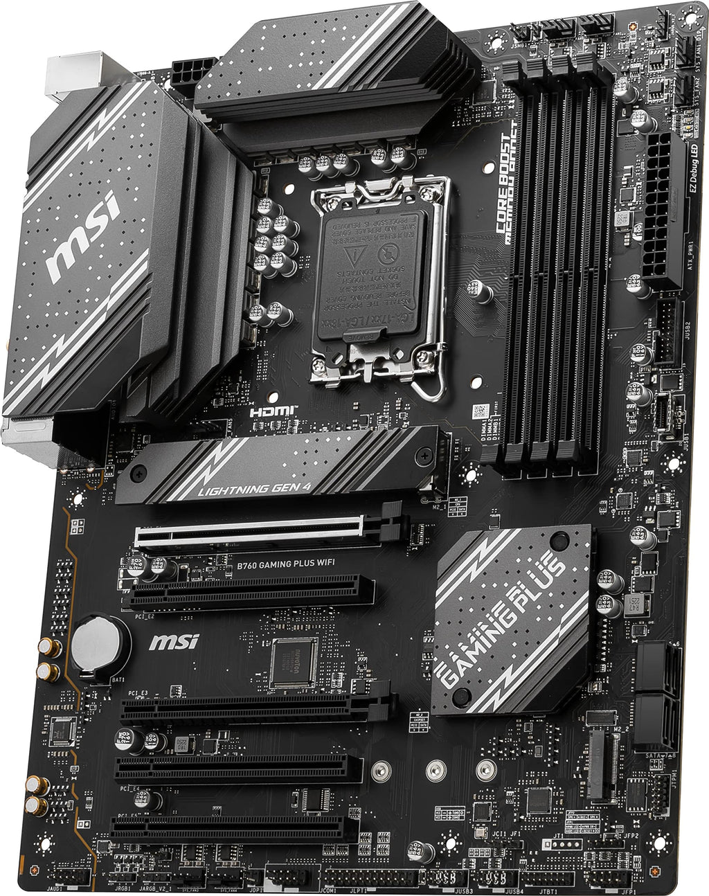 MSI B760 Gaming Plus WiFi Gaming Motherboard (DDR5 Memory ONLY) for 12th/13th/14th Gen Intel Processors, LGA 1700, PCIe 4.0, M.2, 2.5Gbps LAN, USB 3.2 Gen2, HDMI/DP, Wi-Fi 6E, Bluetooth 5.3, ATX