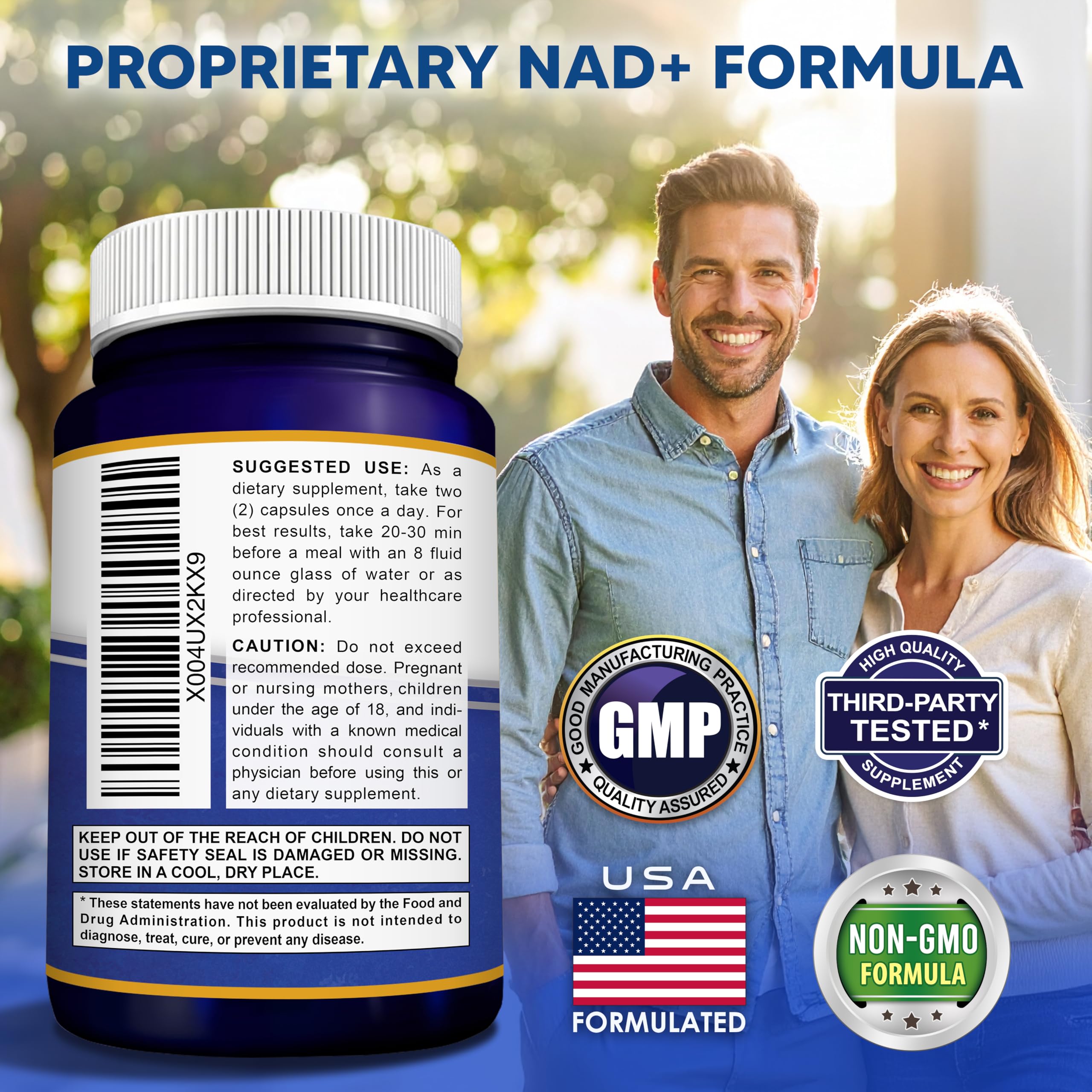 aSquared Nutrition NAD Resveratrol Supplement - NAD+ Nicotinamide Riboside 500mg (Vitamin B3) Plus Trans-Resveratrol & Quercetin - NMN Alternative for Men & Women - 60 Capsules