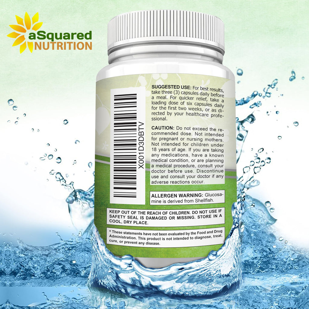 aSquared Nutrition Glucosamine Chondroitin Turmeric MSM Boswellia - 120 Capsules - Joint Support Supplement - Joint Support Relief Pills for Health - Natural Supplement for Back, Knee & Hands