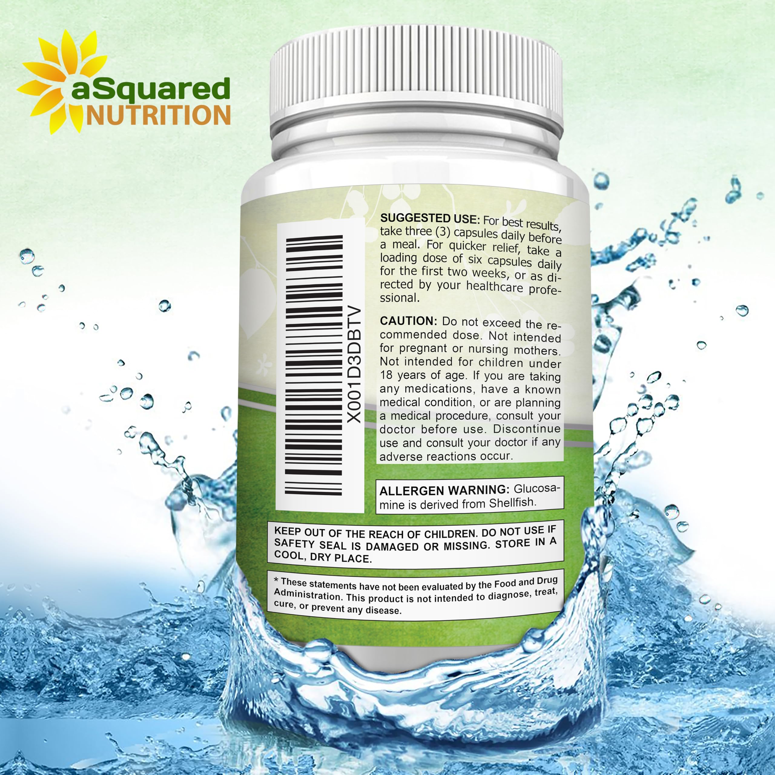 aSquared Nutrition Glucosamine Chondroitin Turmeric MSM Boswellia - 120 Capsules - Joint Support Supplement - Joint Support Relief Pills for Health - Natural Supplement for Back, Knee & Hands