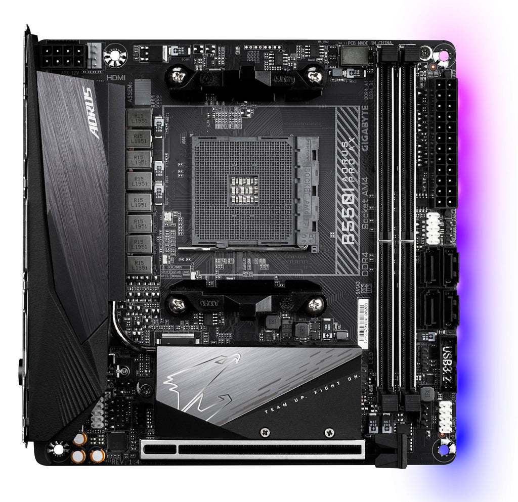 GIGABYTE B550I AORUS PRO AX AMD AM4 ITX Motherboard, Supports Ryzen 5000/4000/3000 Series, DDR4, 6+2 Power Phase, 2X M.2, PCIe 4.0, USB-C, WiFi 6, 2.5 GbE LAN, Q-Flash Plus, WiFi EZ-Plug, RGB Fusion
