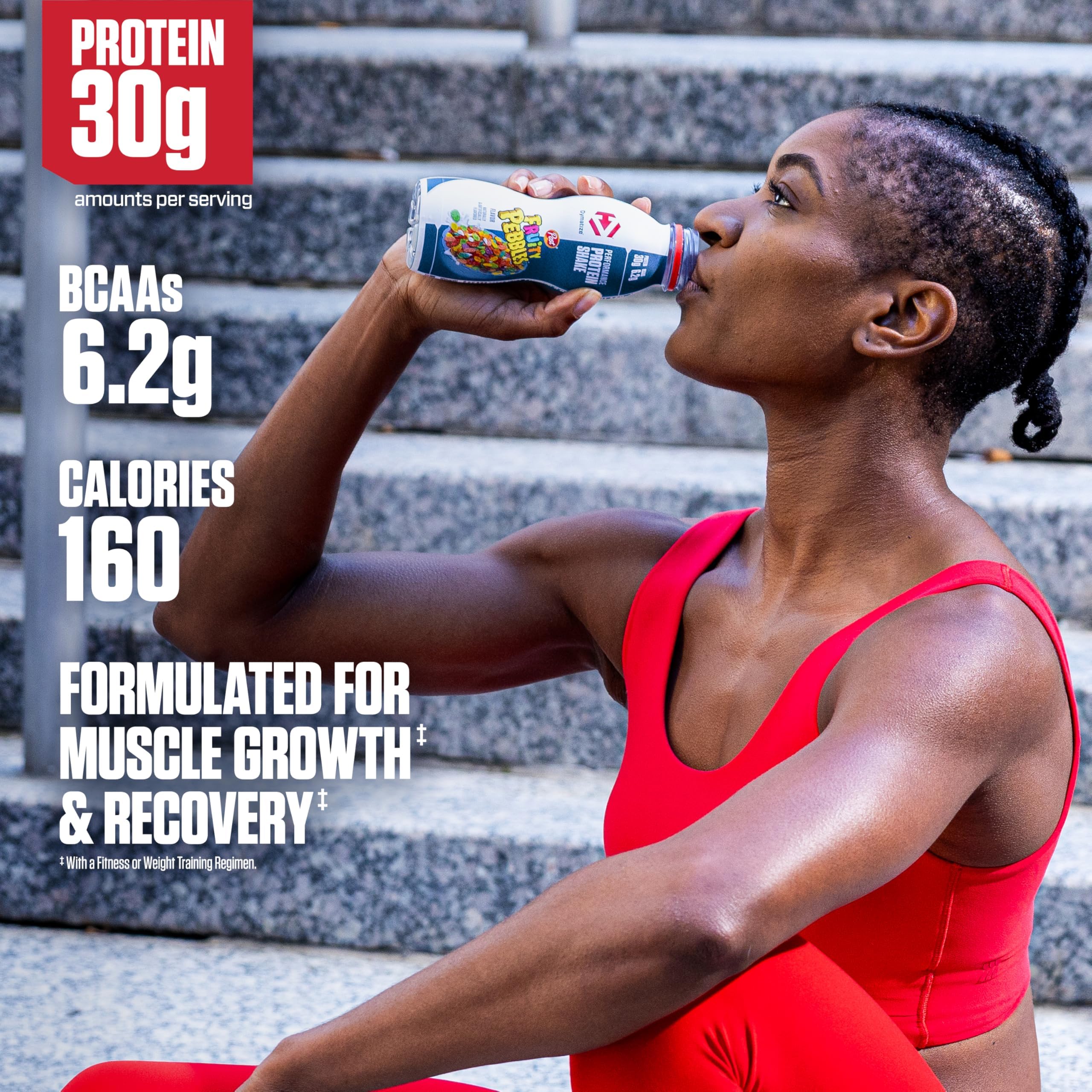 Dymatize Performance Protein Shake, Fruity Pebbles, 30g Protein, 6.2g BCAA for Muscle Recovery, No Added Sugar, Low Fat, 24 Vitamins and Minerals, Gluten-Free, Ready to Drink, 11.5fl oz (Pack of 24)