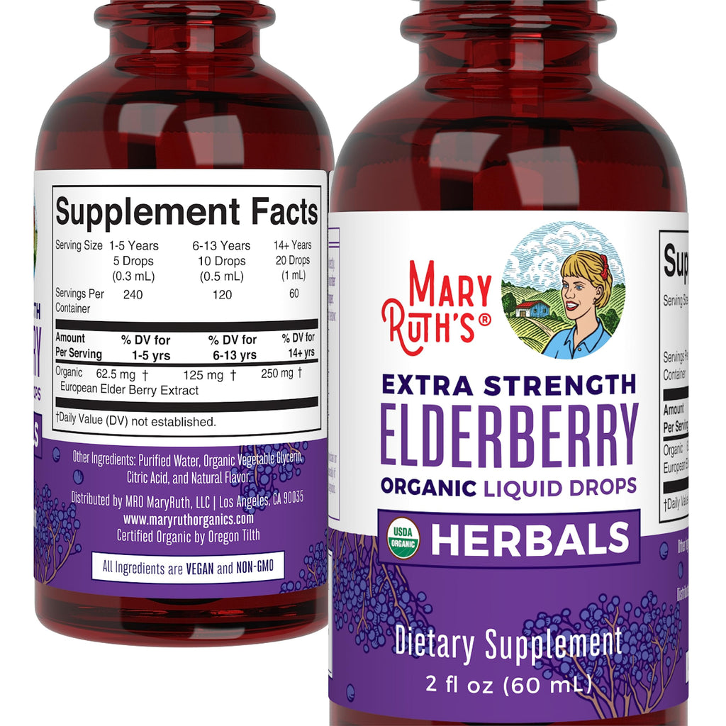 MARYRUTH'S Organic Extra Strength Elderberry Liquid Drops, Immune Support