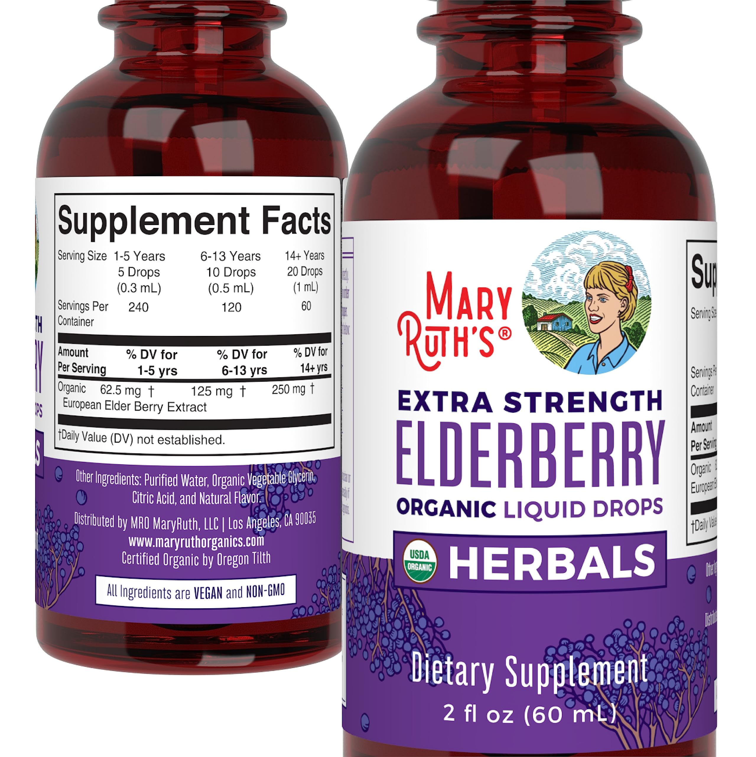 MARYRUTH'S Organic Extra Strength Elderberry Liquid Drops, Immune Support