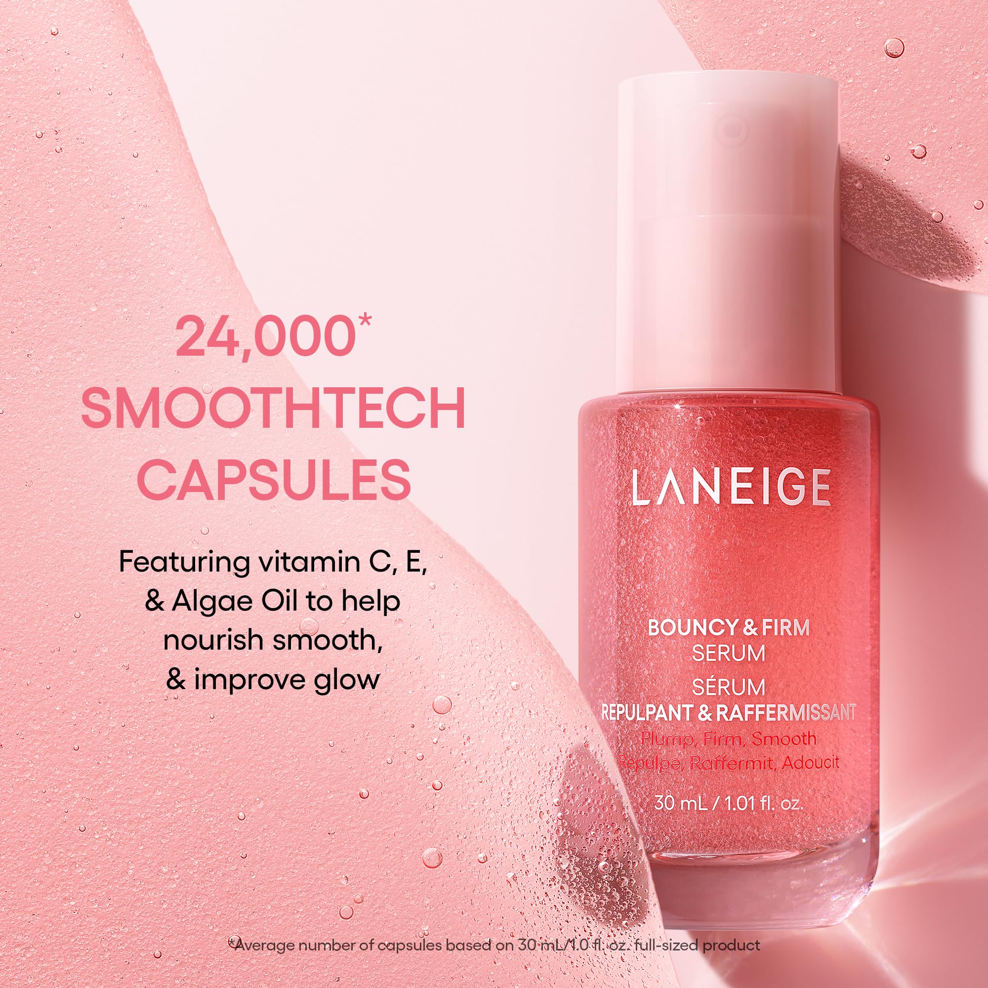 LANEIGE Bouncy & Firm Serum: Korean Slow Anti-Aging Collagen Complex Face Serum with Peptides for Hydrating, Plumping & Firming| Korean Skin Care