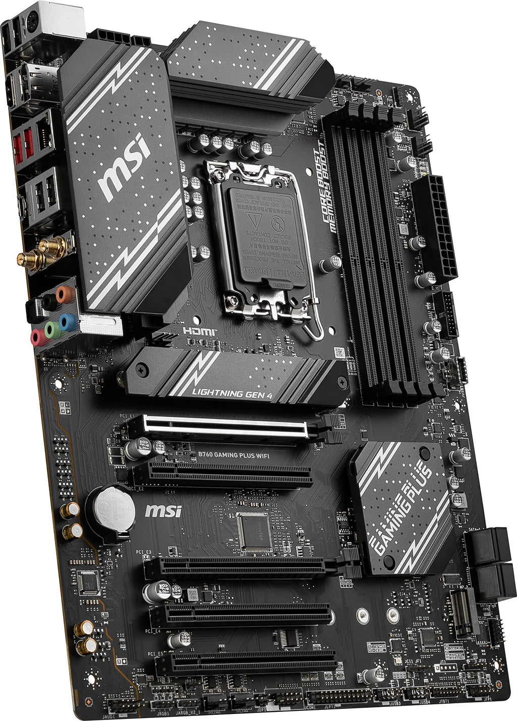 MSI B760 Gaming Plus WiFi Gaming Motherboard (DDR5 Memory ONLY) for 12th/13th/14th Gen Intel Processors, LGA 1700, PCIe 4.0, M.2, 2.5Gbps LAN, USB 3.2 Gen2, HDMI/DP, Wi-Fi 6E, Bluetooth 5.3, ATX