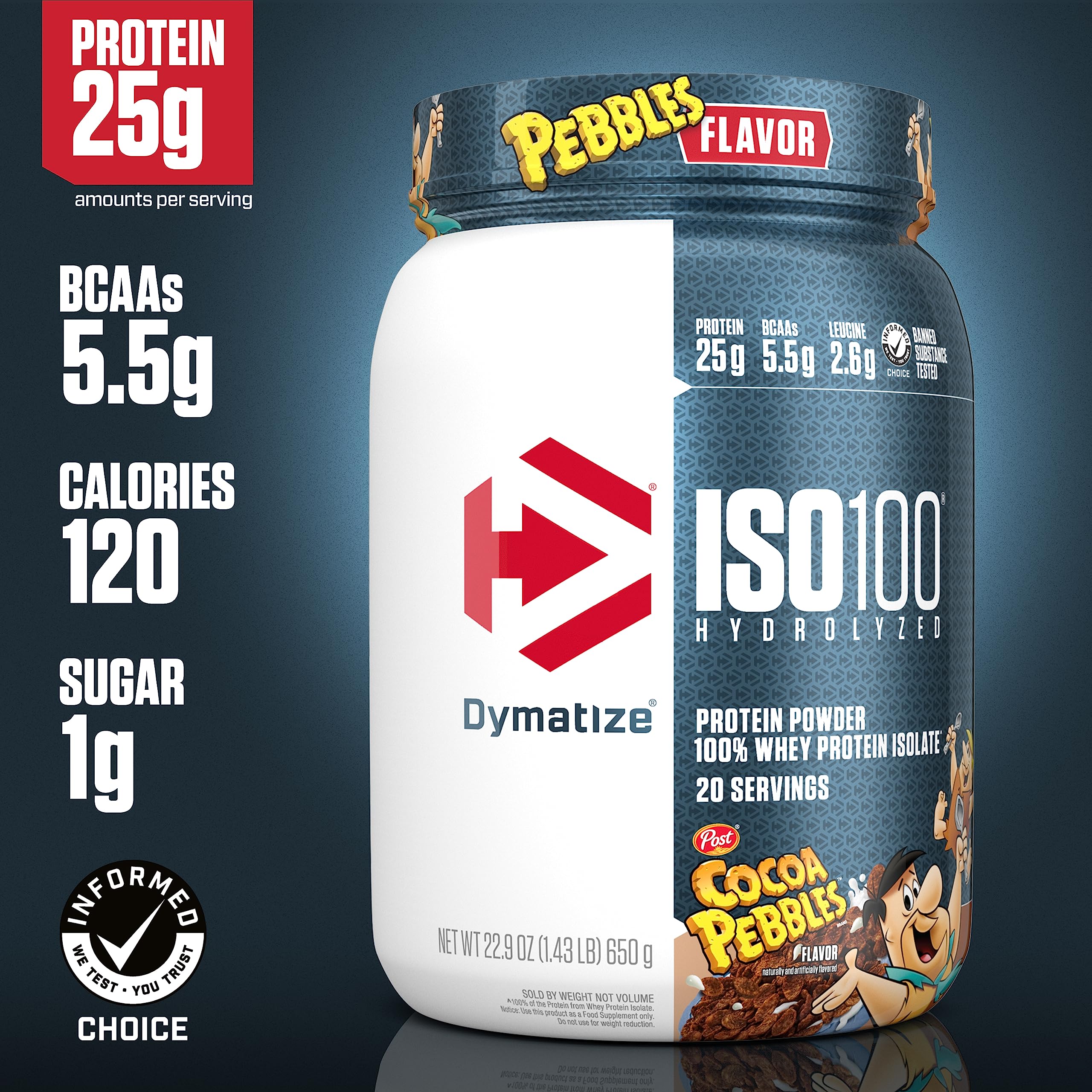 Dymatize Bundle ISO100 Hydrolyzed Protein Powder in Fruity Pebbles & Cocoa Pebbles Flavors, 20 Servings per Tub