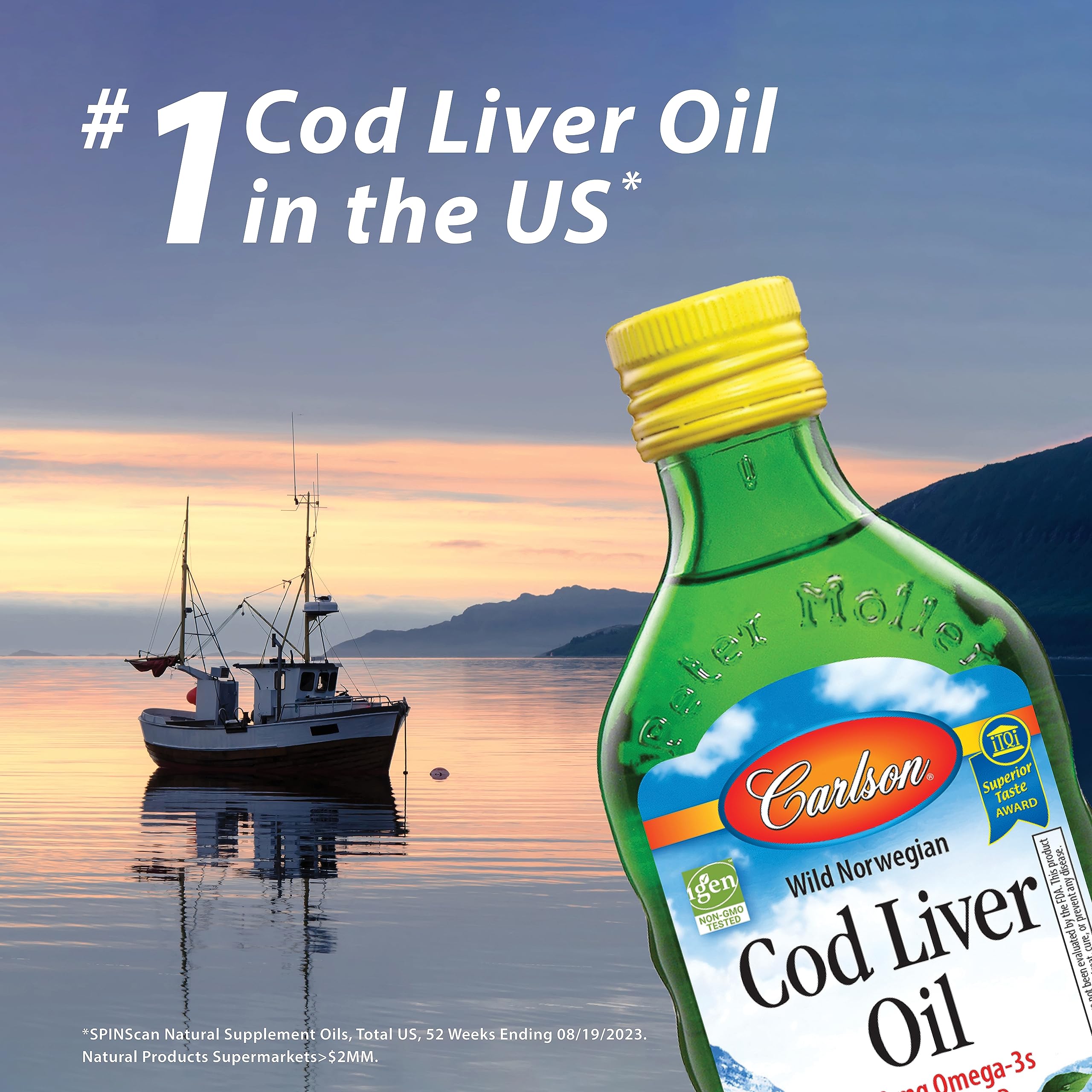 Carlson Cod Liver Oil Gems, 460 mg, Omega-3s, Lemon, 150 Softgels