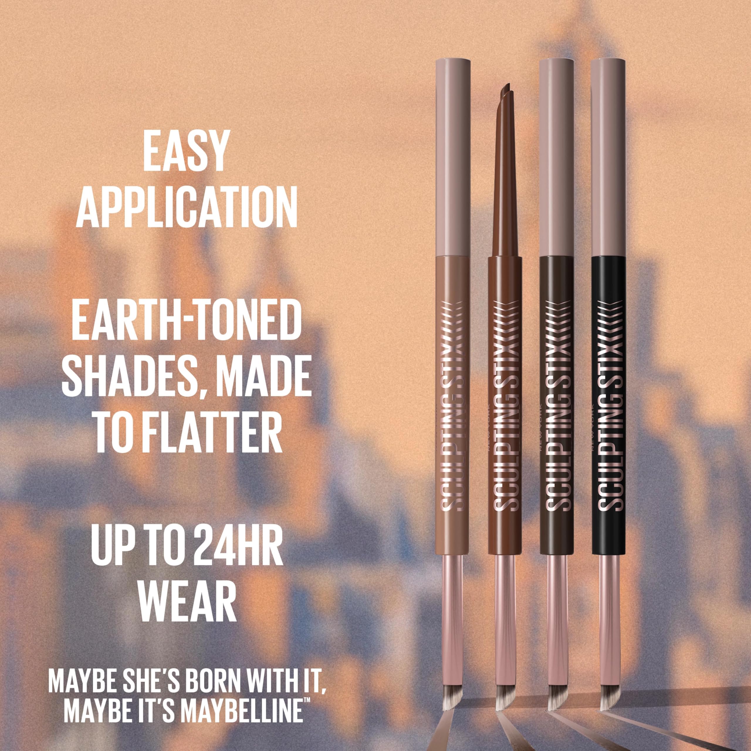 MAYBELLINE Sculpting Stix 2-in-1 Eyeliner, Dual Ended Brown Eye Liner With Up to 24HR Wear, Smudge and Sweat-Resistant Eye Makeup Formula, Smooth Espresso, 1 Count