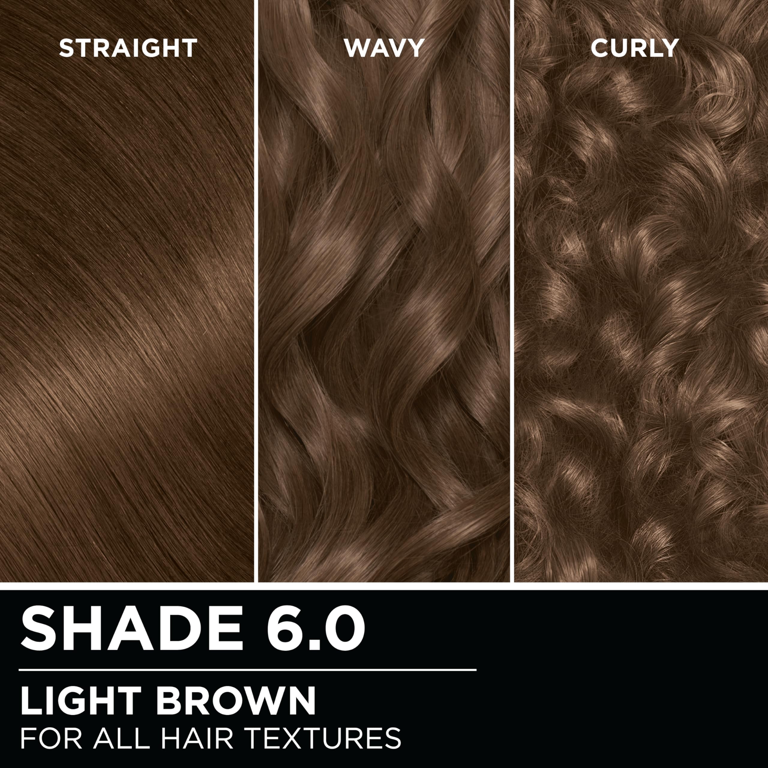 Garnier Olia Hair Color, Ammonia-Free Permanent Hair Dye, Oil-Powered Formula for 100% Gray Coverage and 3x Shinier Hair, Vegan & Cruelty Free, 6.0 Light Brown, 1 Count