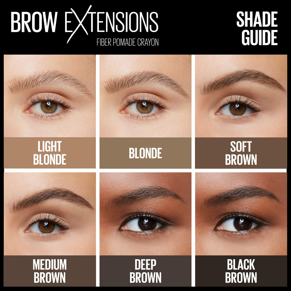 Maybelline Brow Extensions Fiber Pomade Crayon Eyebrow Makeup, Blonde, 1 Count